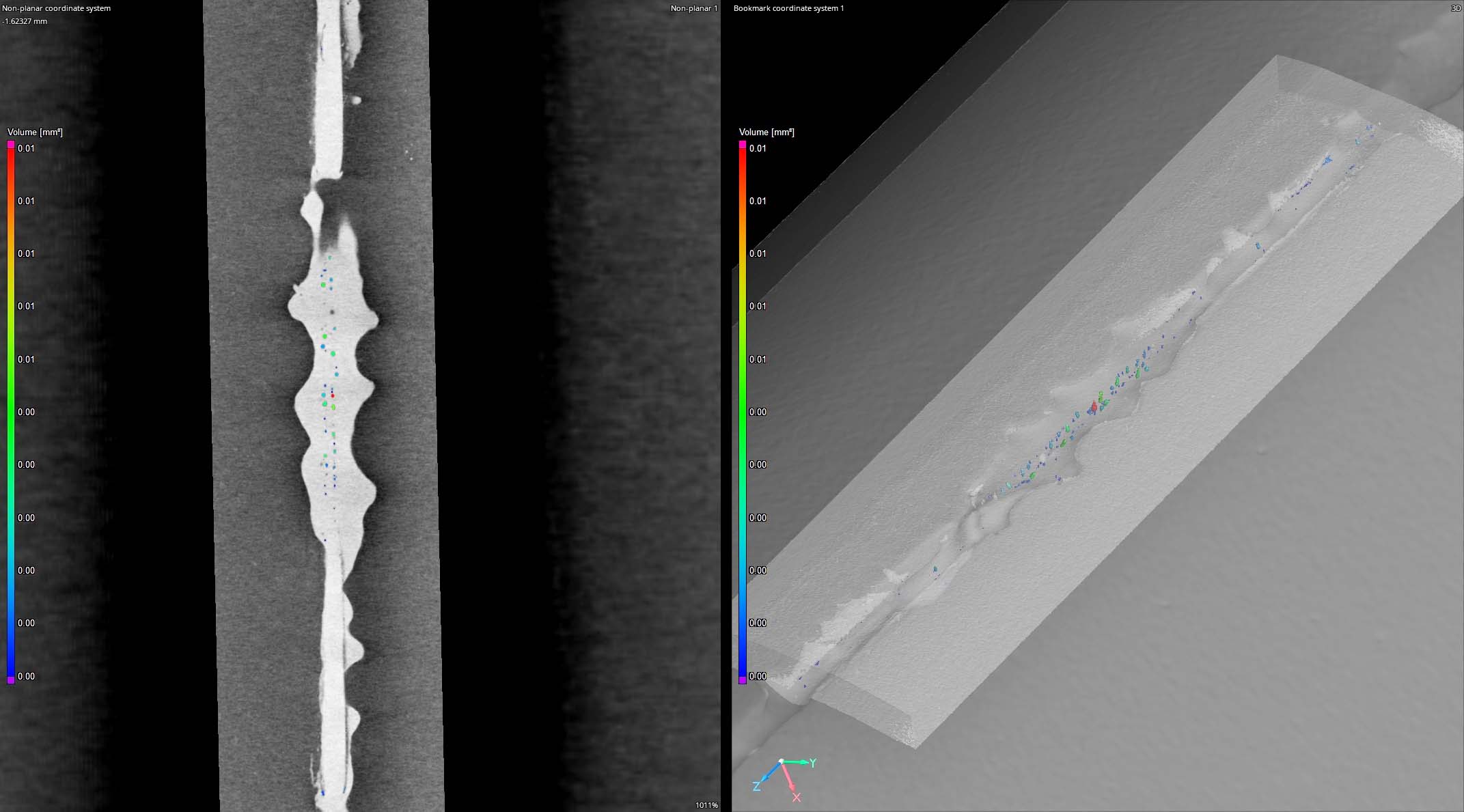 Unroll View, Volumetric Porosity in Tube Weld